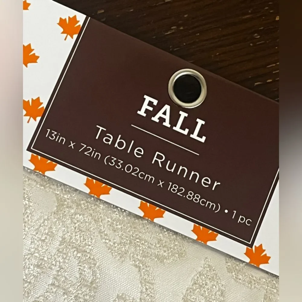 NWT Hobby Lobby Fall Jacquard Pumpkins Table Runner Gold Embroidered Shimmer